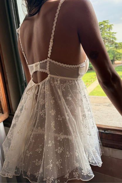 Babydoll Eisha Bordado em Seda